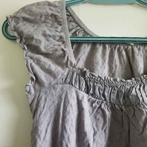 Top, cotton, balloon sleeves, grey - Picture 2 of 5